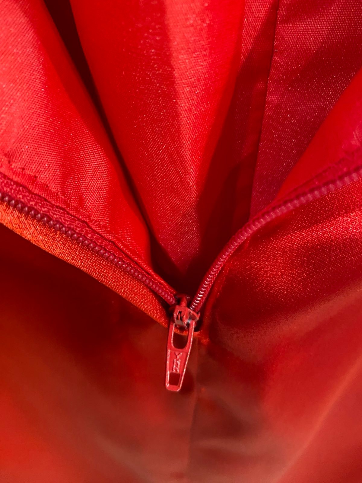 Vintage 80s TRAVILLA Denson Red Satin Ruched Strapless Gown Evening Dress UK 12