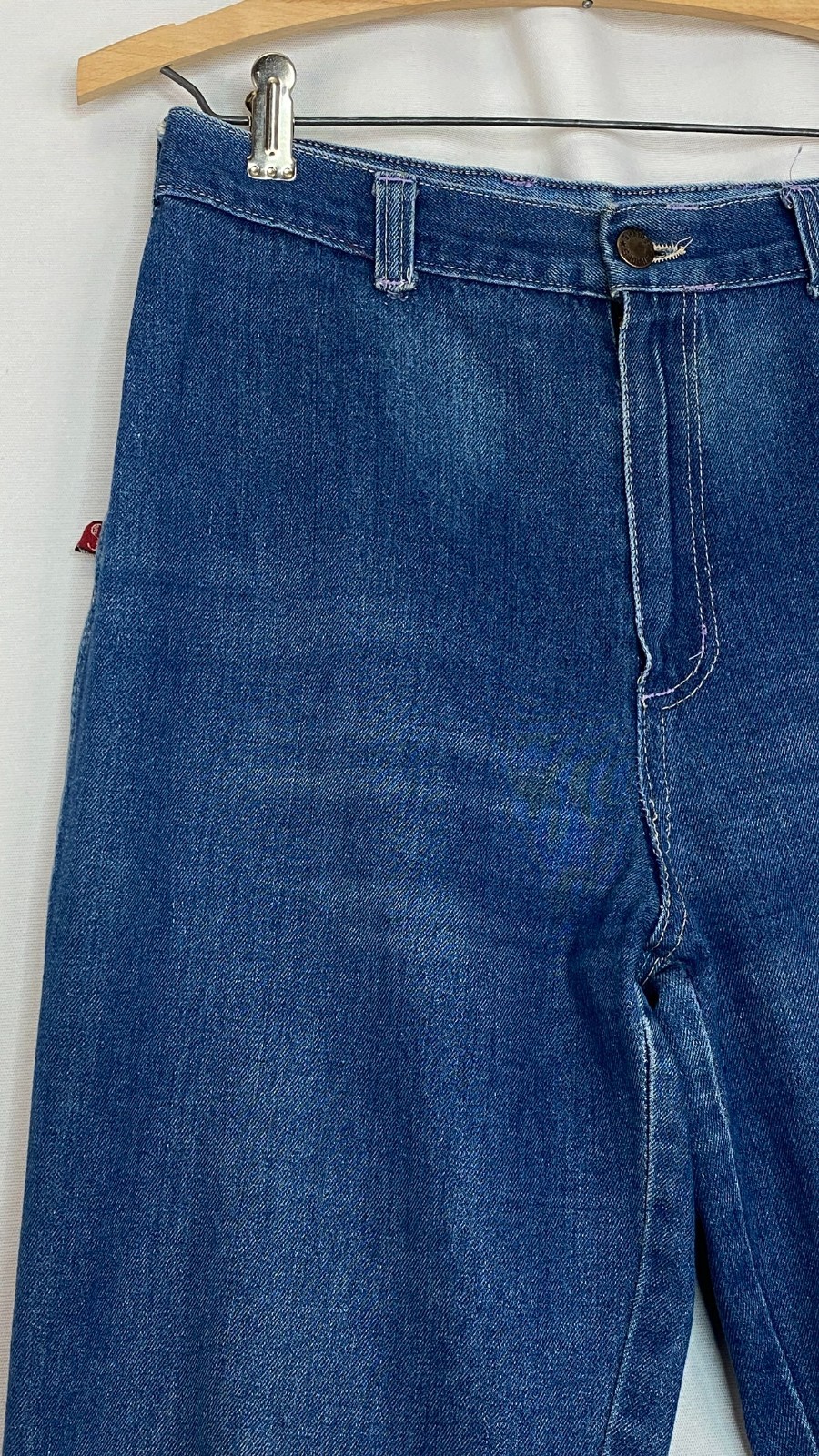 Vintage 1970s high waist jeans 28 31 blue denim cotton SHADES straight leg