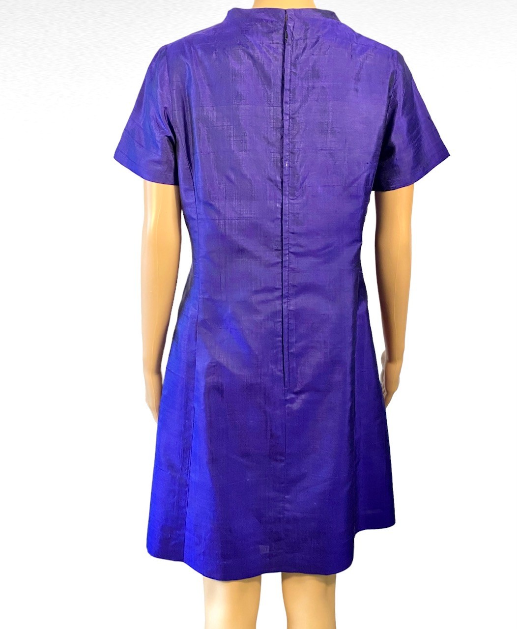 1960s Bangkok Couture Raw Silk Dress Purple Amethyst A-Line Handmade Size M