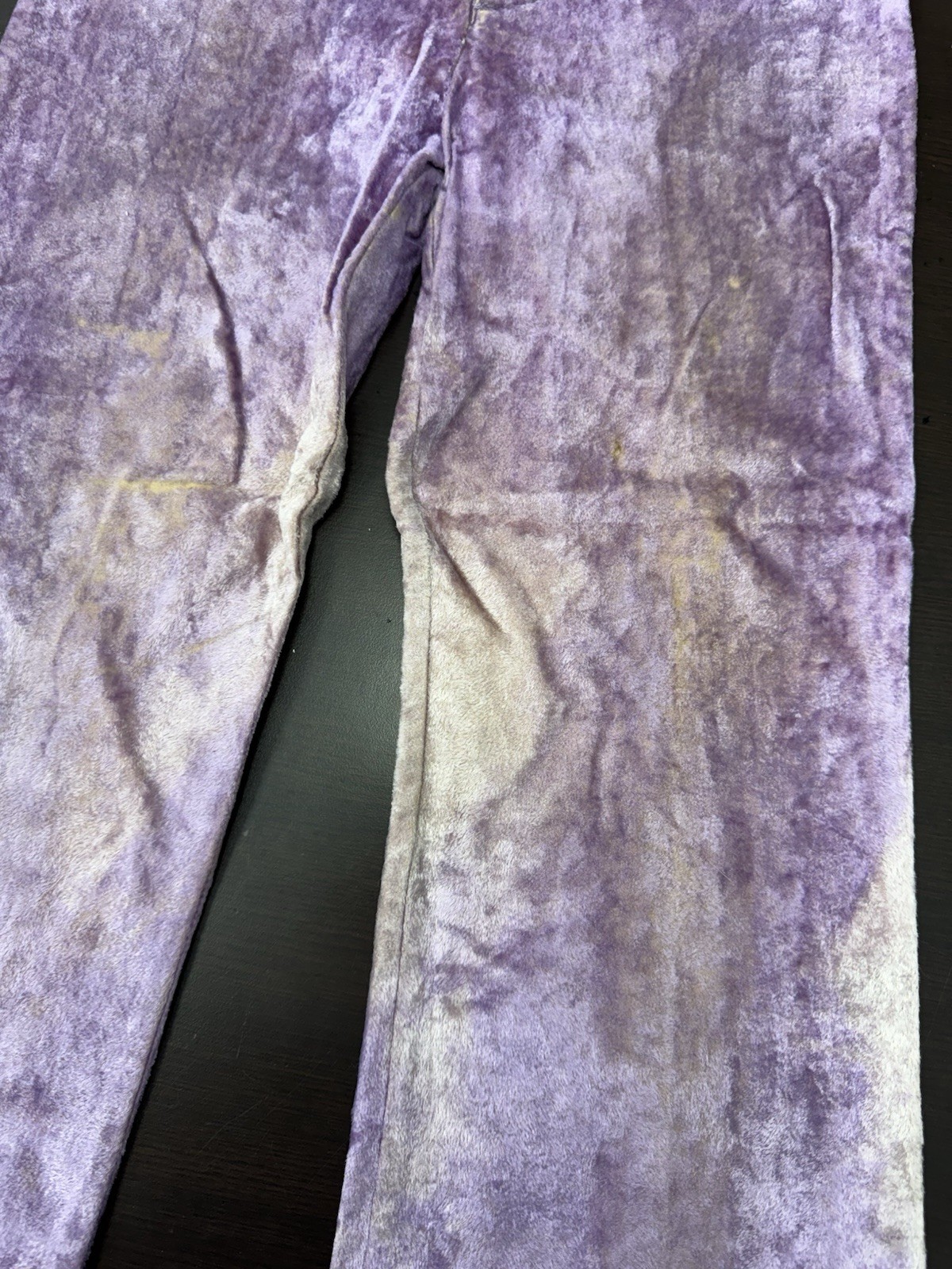 Vintage Purple Velvet Bell Bottoms Button Fly Union Made Sun Fade 27 x 28.5 70s