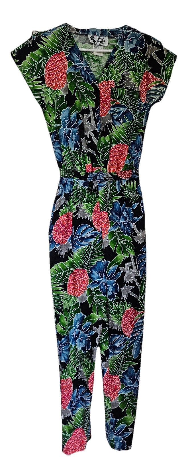 Women’s Vintage Hilo Hattie Hawaii Floral Beach Jumpsuit Pantsuit Romper