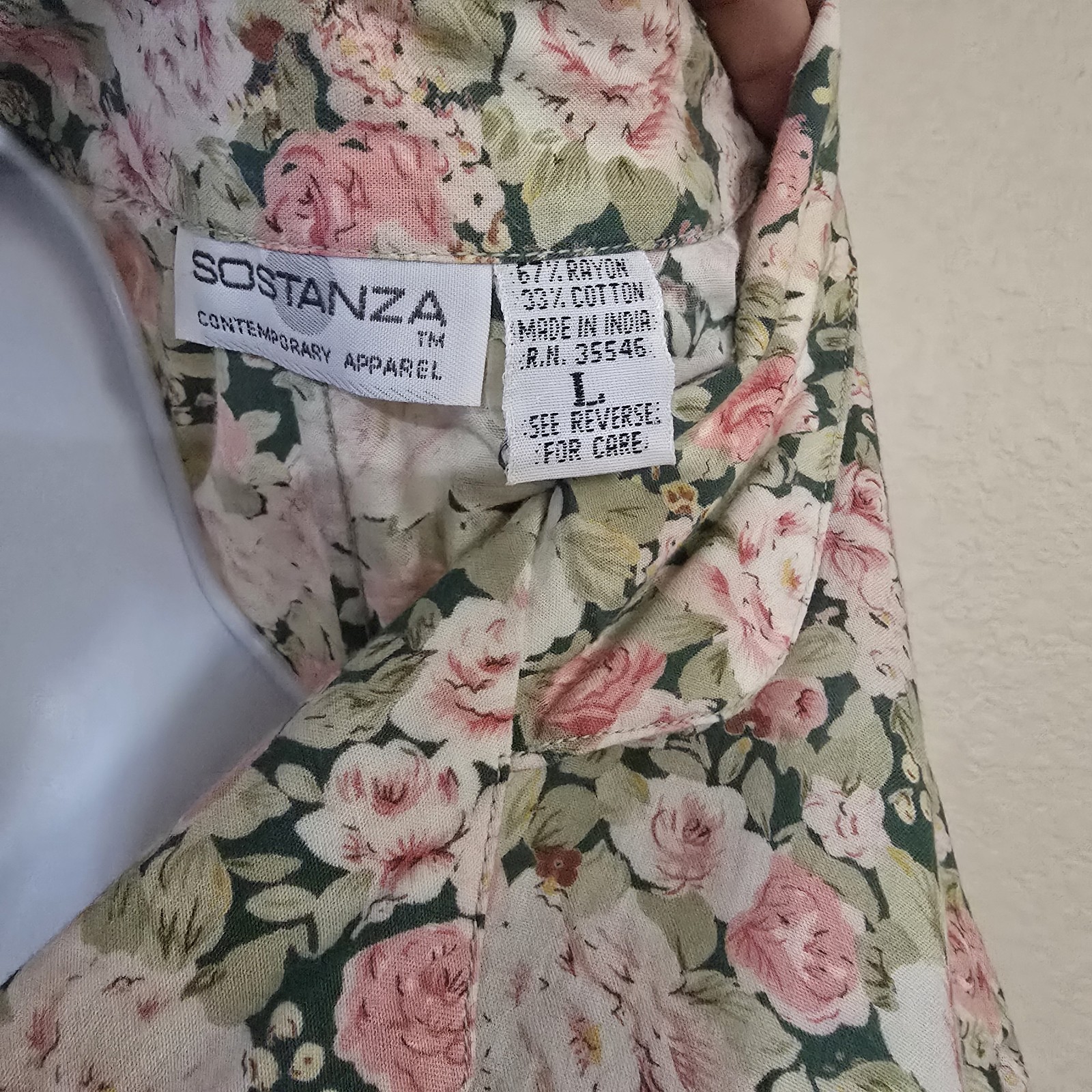 Sostanza Floral Sleeveless Playsuit Large Pink Green Cream Rayon Cotton