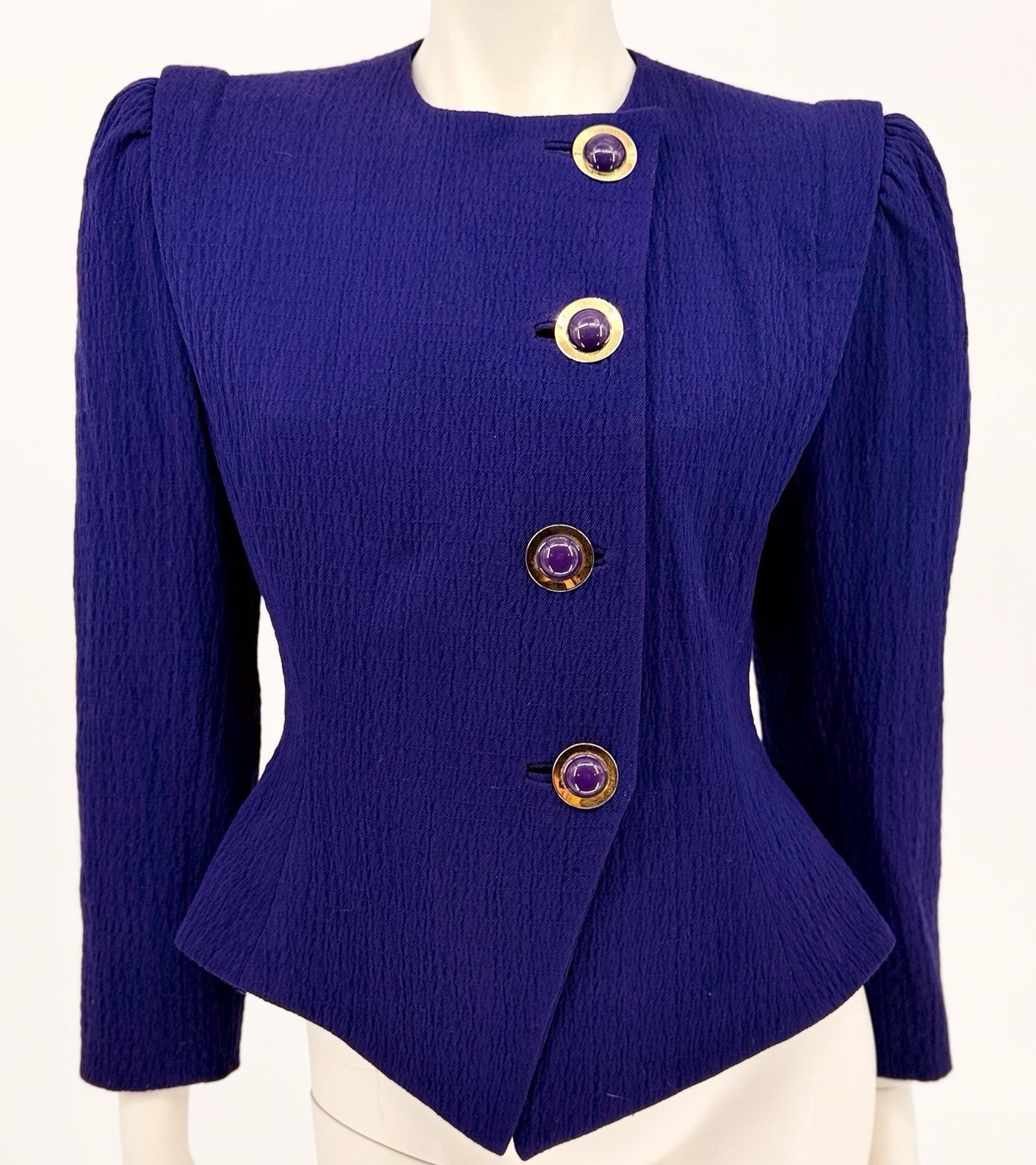 Vibrant Vintage DAVID HAYES purple/ Colbolt Blue Jacket Sz 8 Excellent Cond 80’s