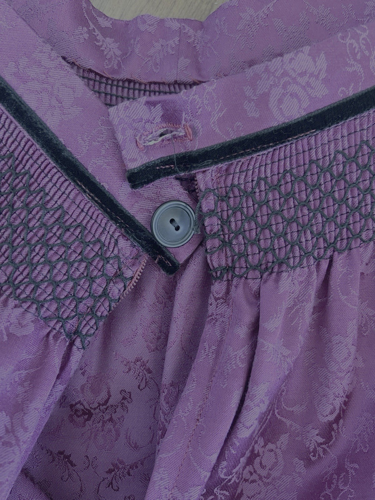 2 Skirts x Dirndl~1 Purple Damask w Lace~1 Embroidery Roses Dots Eyelets~S or M