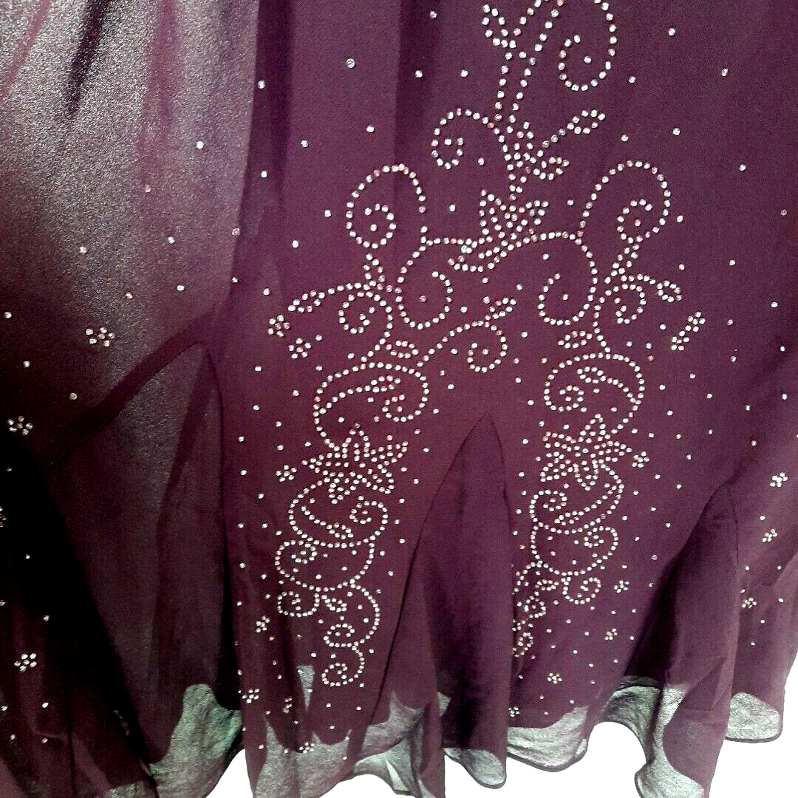 Vintage R&M RIchard Beaded Sheer Maxi Dress Sz 14 Burgundy Whimsigoth Dark Fairy
