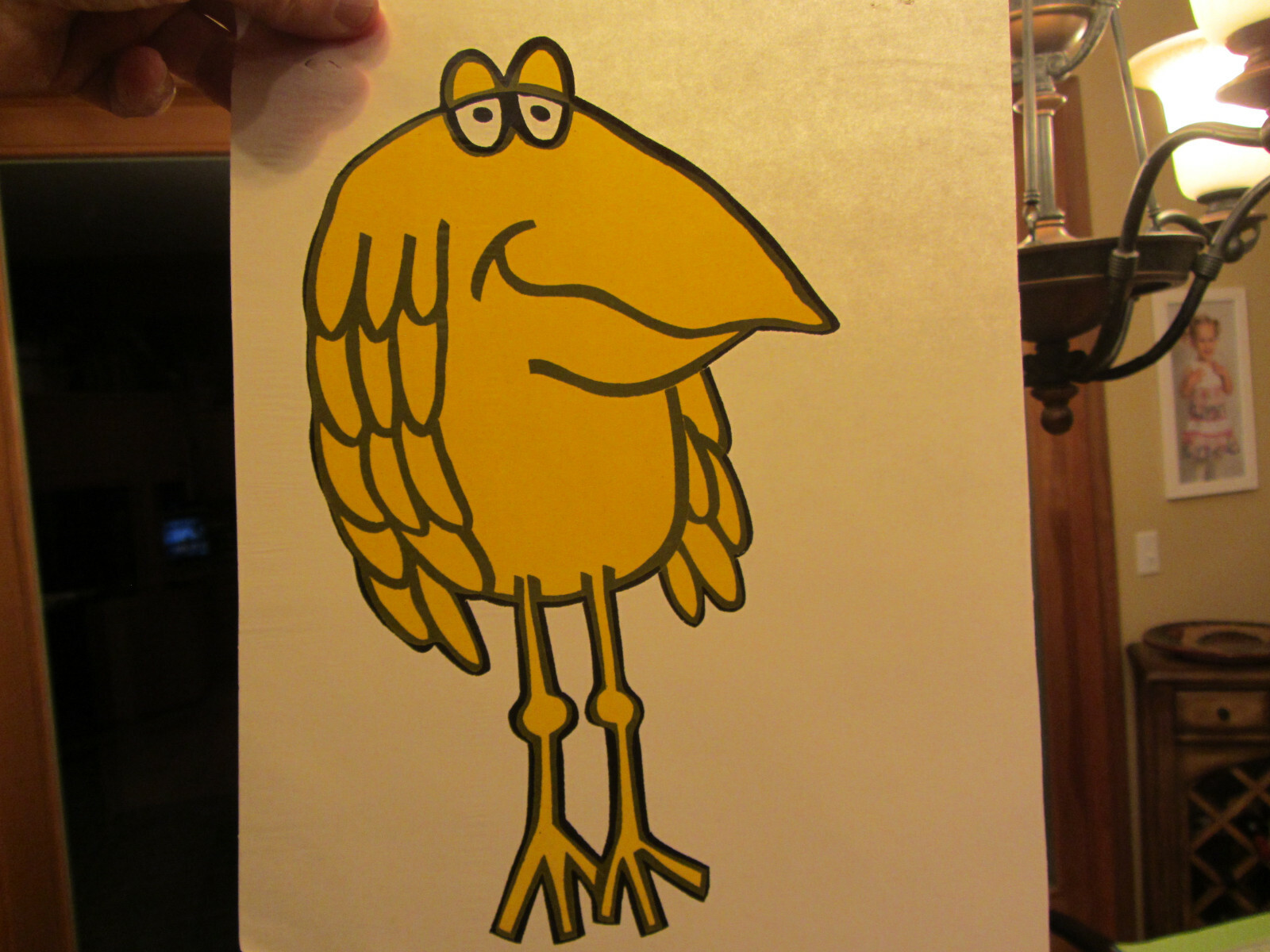WEIRD YELLOW BIRD vintage 70s iron on t shirt transfer full size