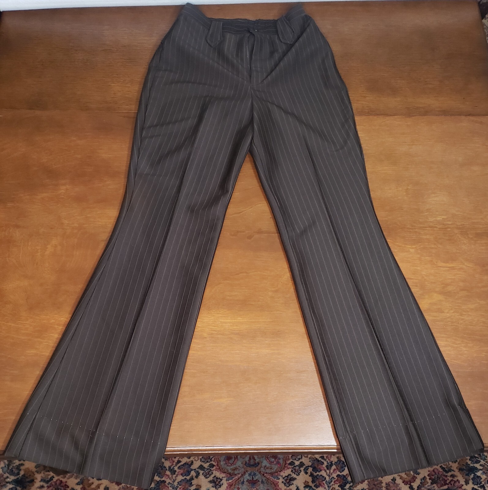 Vintage Lasso Brown Pinstripe Western Bellbottom Flare Pant, 26″ Waist
