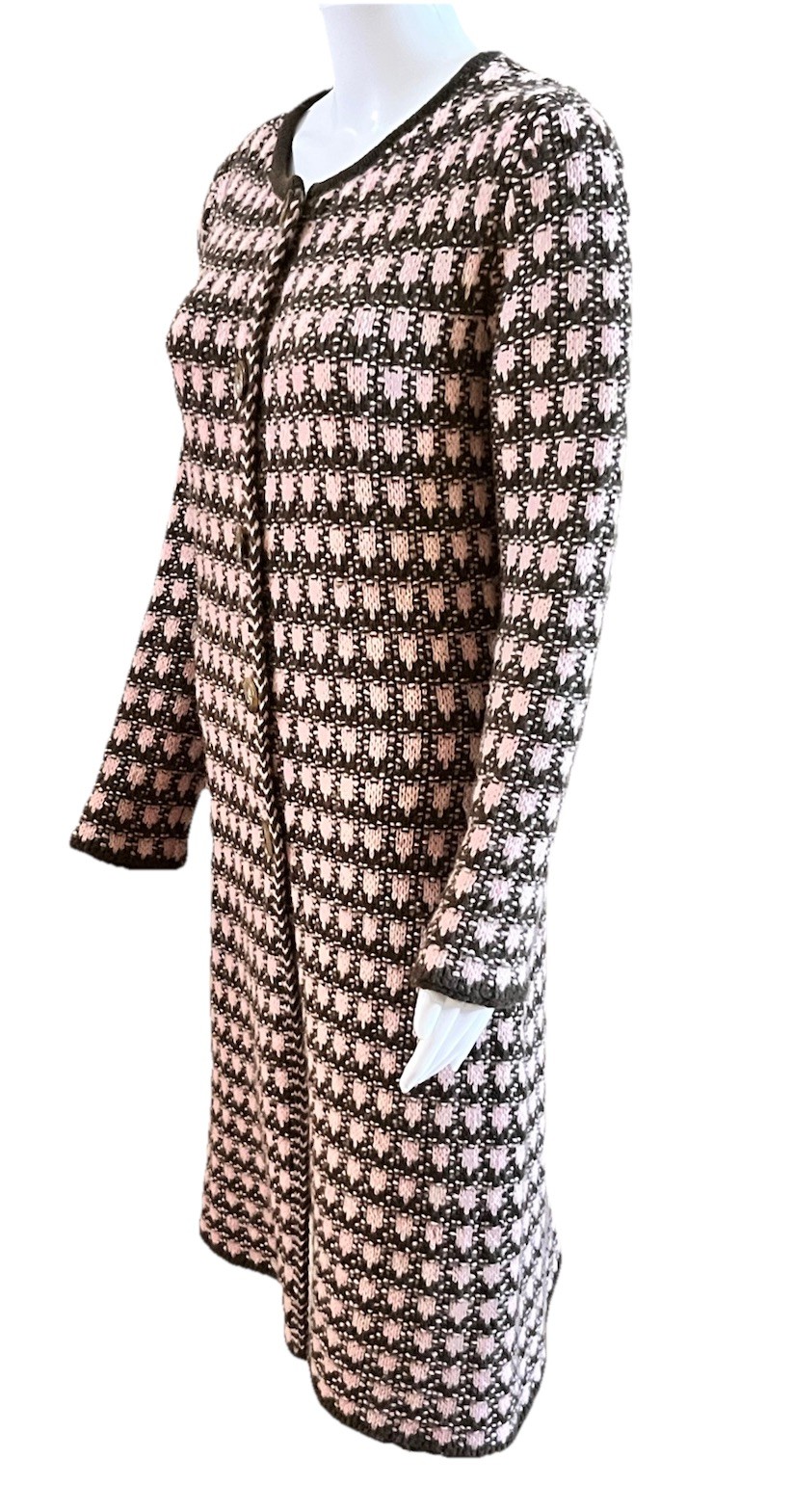 UNITED COLORS OF BENETTON VTG Y2K Size M 6-8 Pink Brown MIDI Coat Dark Academia