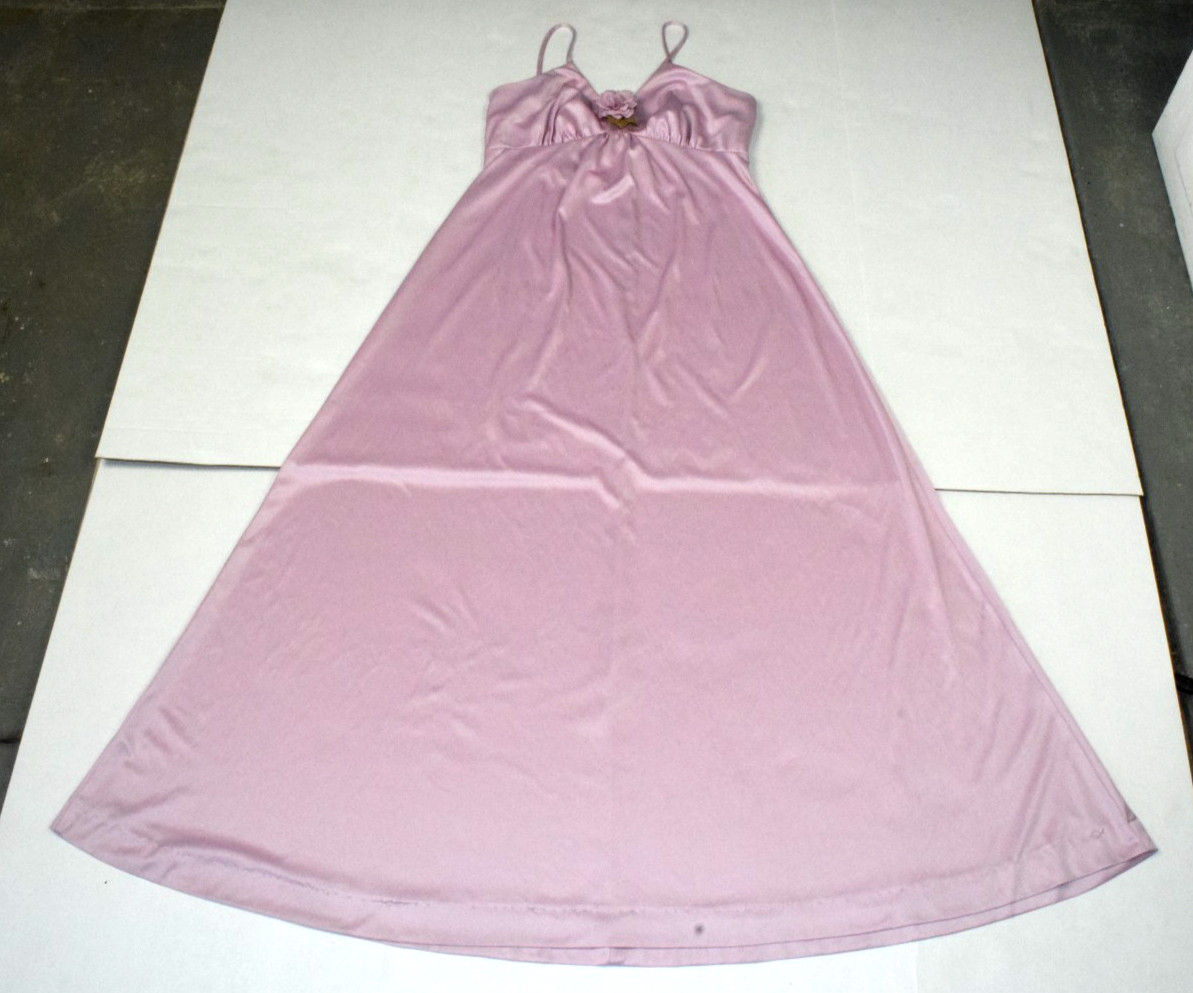 Vintage Nightgown JCPenney Fashions Size S 70s 0s Shimmery Purple Rose Maxi