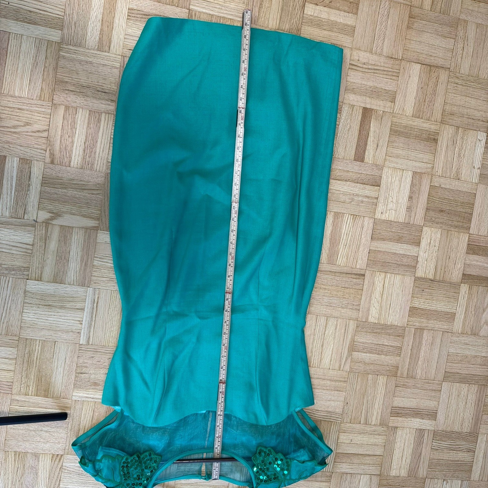 80s Liptons VTG Emerald Green Sequin Leaf Mesh Sheath Dress 12 Made in Canada