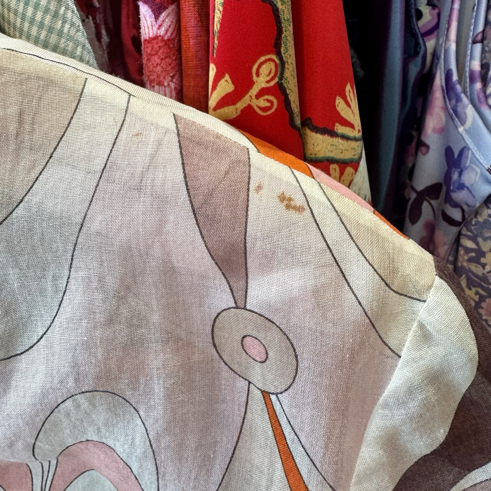 1960s Emilio Pucci Pink-Orange-Brown Psychedelic Printed Cotton ss Dress