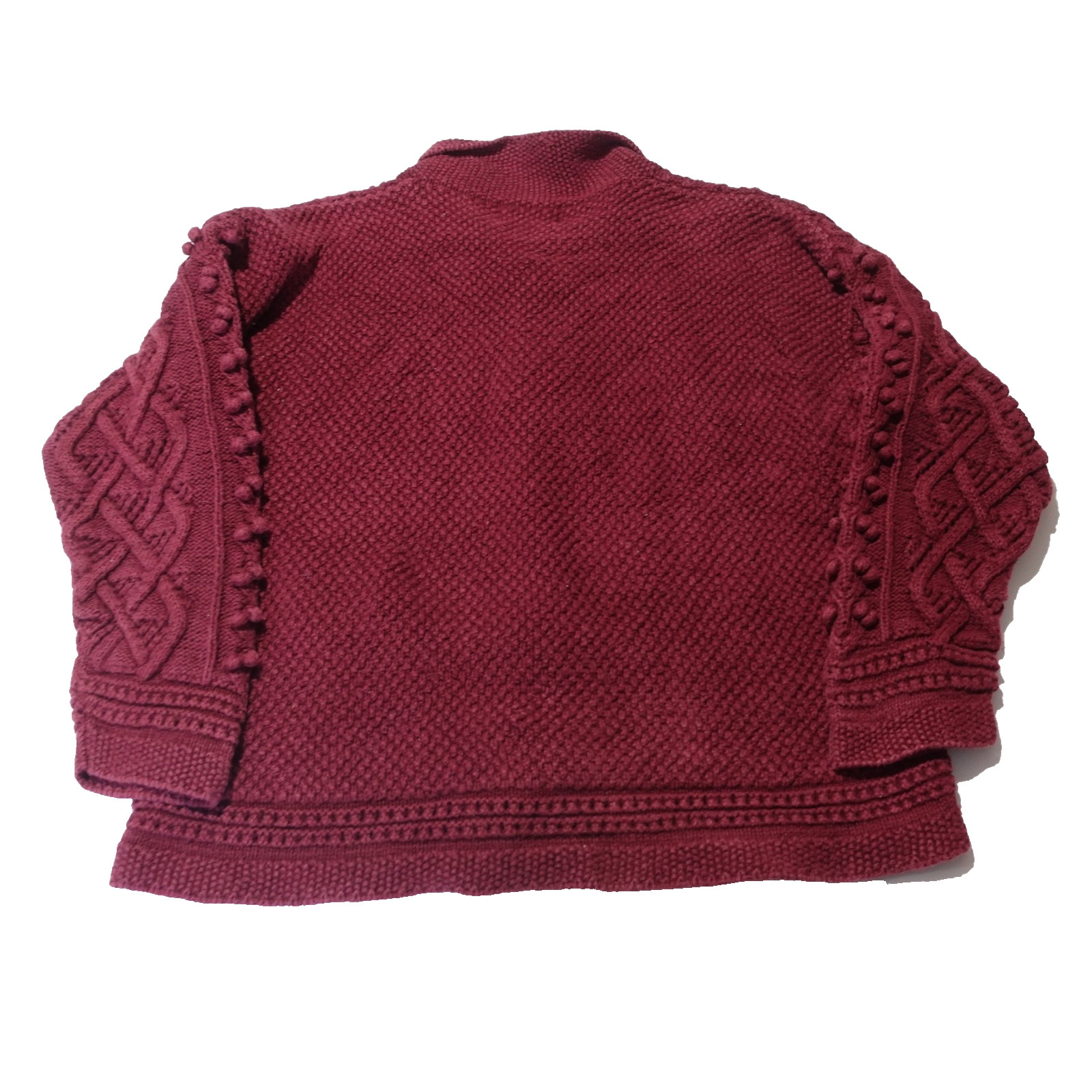 Yarnworks HandKnit Sweater Womens Size XL Red Chucky Cable Knit Cottage Core 90s