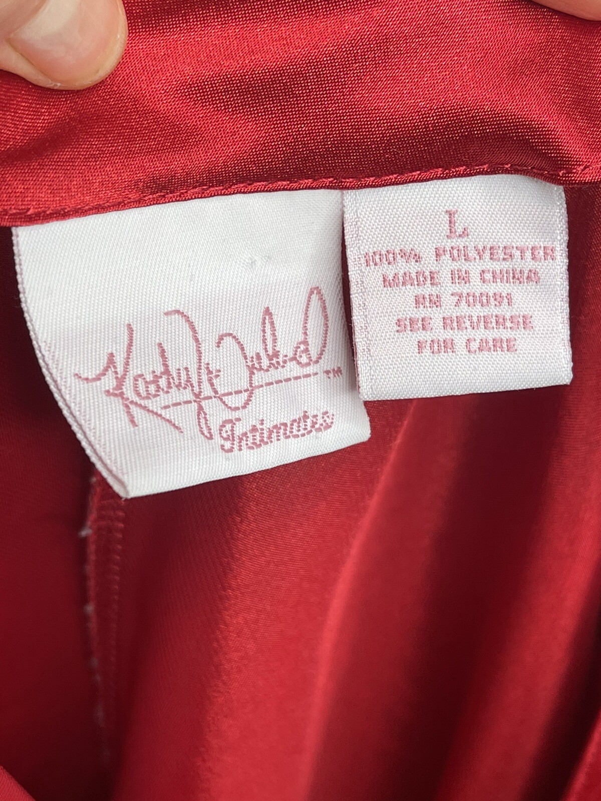 Vintage Kathy Ireland intimates Nightgown Dress Red satin Large sexy Y2k