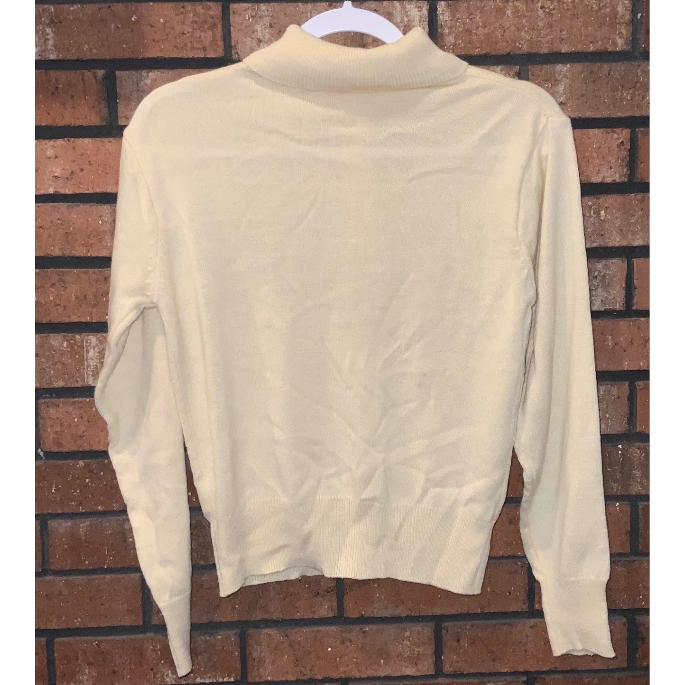 Vintage Collections Cream Mock Neck Button Placket Knit Sweater Long Sleeve 71