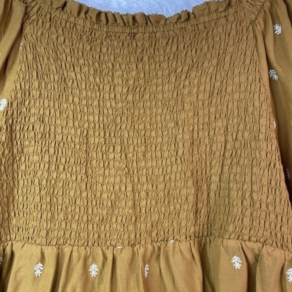 Old Navy Puff Sleeve Top Women’s 4XL Coastal Peasant Boho Cottagecore Embroider