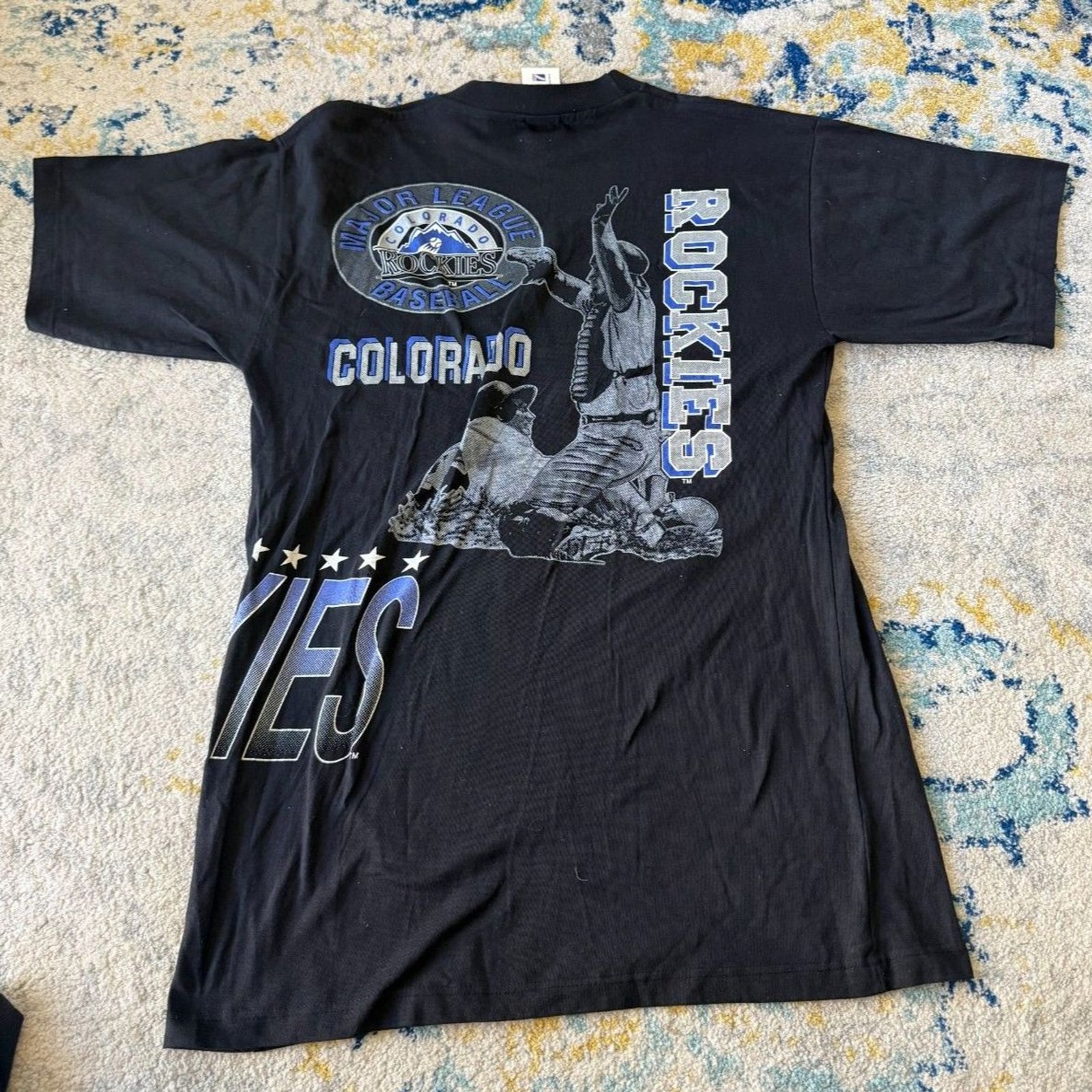 Vintage Colorado Rockies Logo 7 AOP Tee NWT