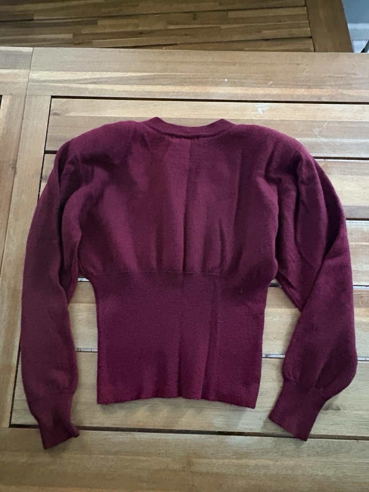 Vintage Ann Taylor 100% Merino Wool Sweater Maroon Red Women’s Sz M Shoulder Pad