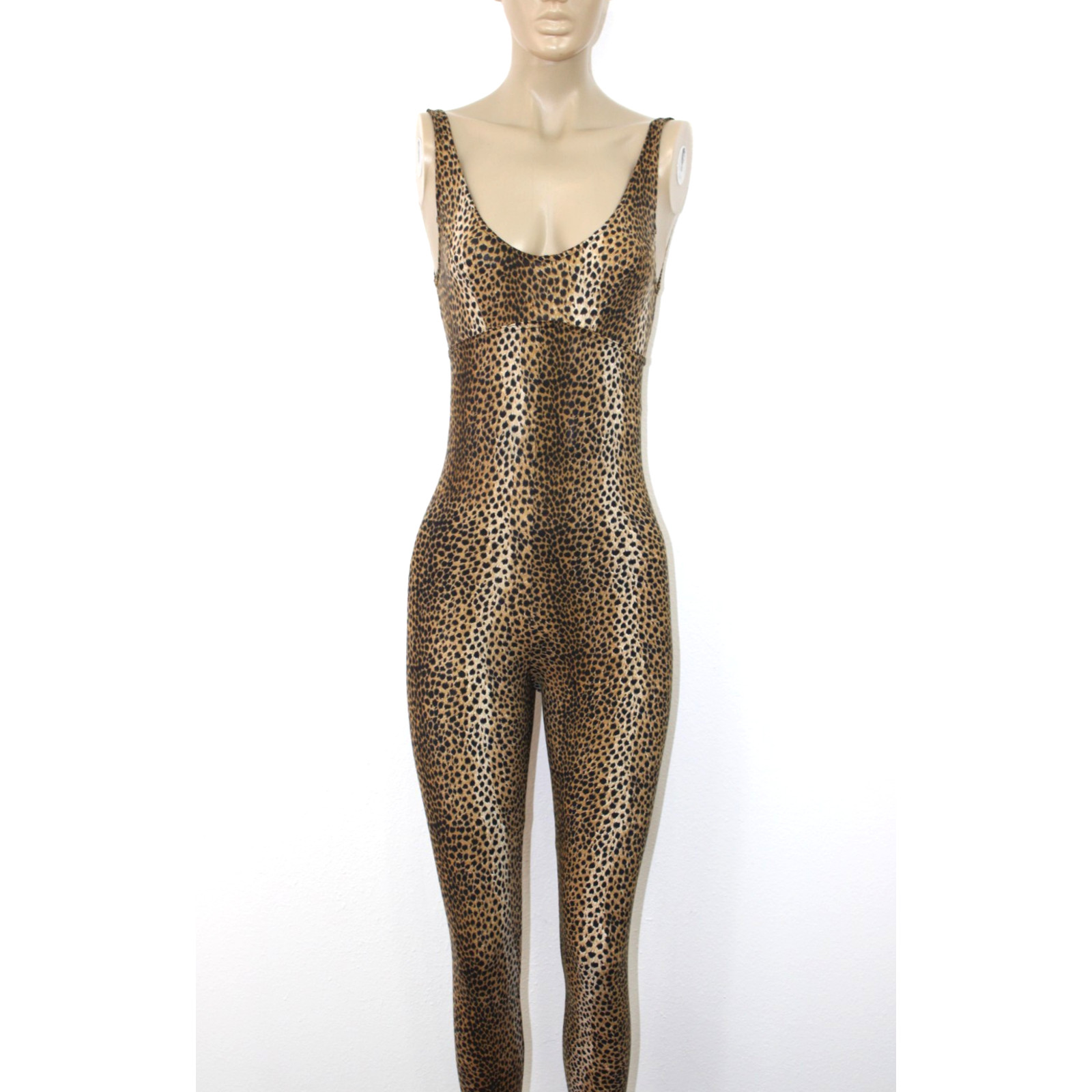 VTG 80s 90s Yvan & Marzia Paris France Leopard Cheetah Bodysuit Aerobics RARE
