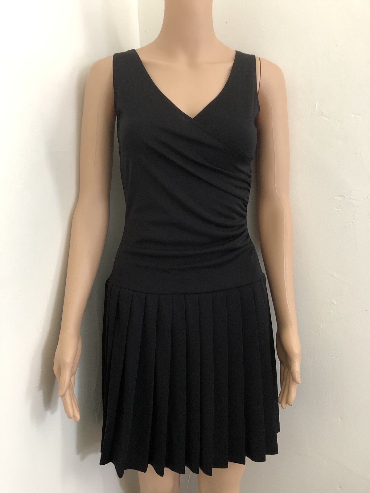 Vintage Taboo Crossover Black Lbd Y2k Drop Waist Pleated Skirt Dress