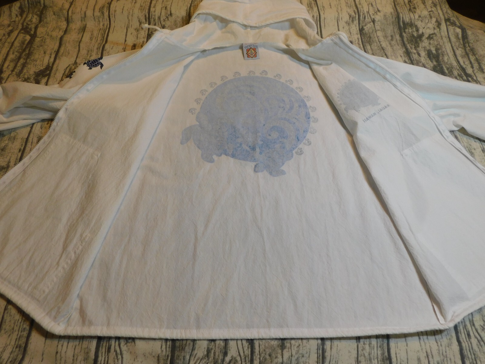 VTG HAWAII BEACH JACKET YACHT CLUB KAUAI SEA TURTLES LIGHT WEIGHT HOODIE ADULT L