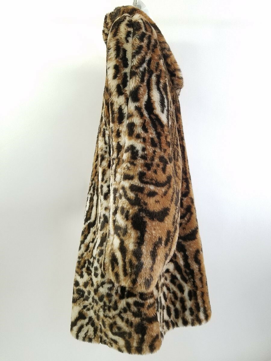 Womens Faux Tiger Fur Swing Coat Monterey Fashions Size S