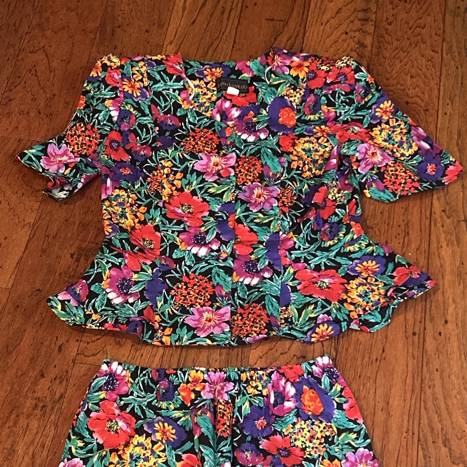 Just In Thyme LTD Vintage 90s Floral Two Piece Set Blouse Skirt Women’s Size