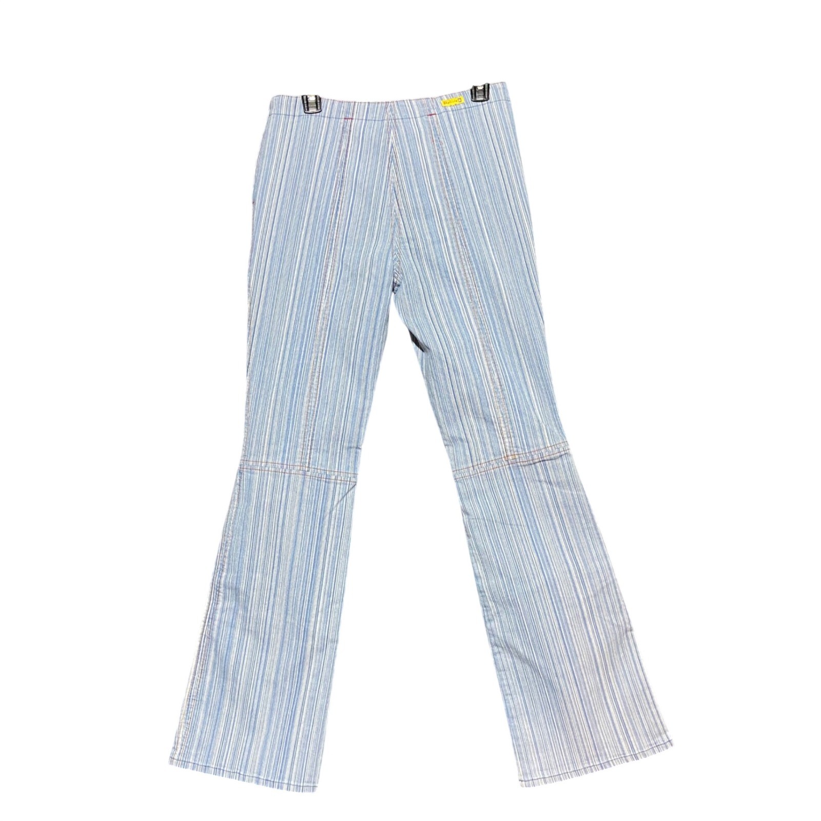 Gasoline Vintage Blue White Striped Flare Bell Bottom Jeans Size 9 Y2K Bratz 90s