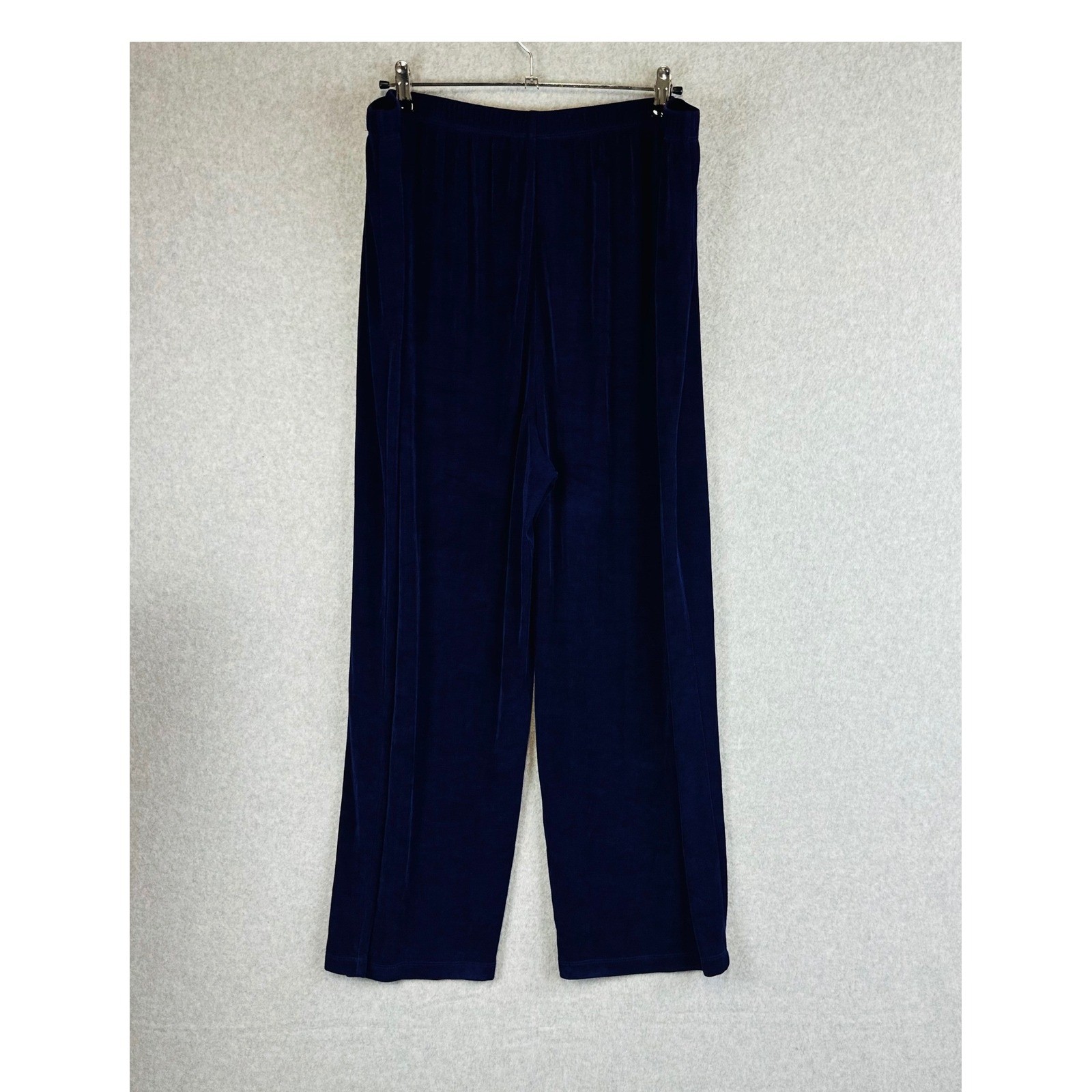 Vikki Vi Womans 3X Petite Wide Leg Pants Pull On Stretch Purple Slinky Travel
