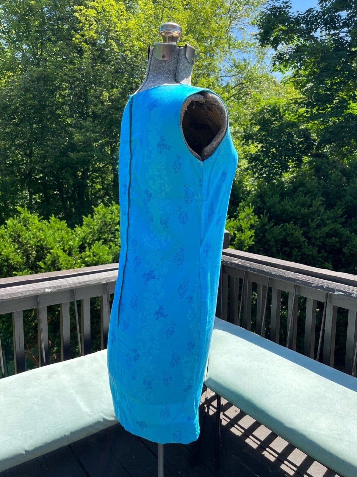 Vintage 1960’s MOD Royal Hawaiian Turquoise Blue Silk Cotton Mini Dress US 4-6 S