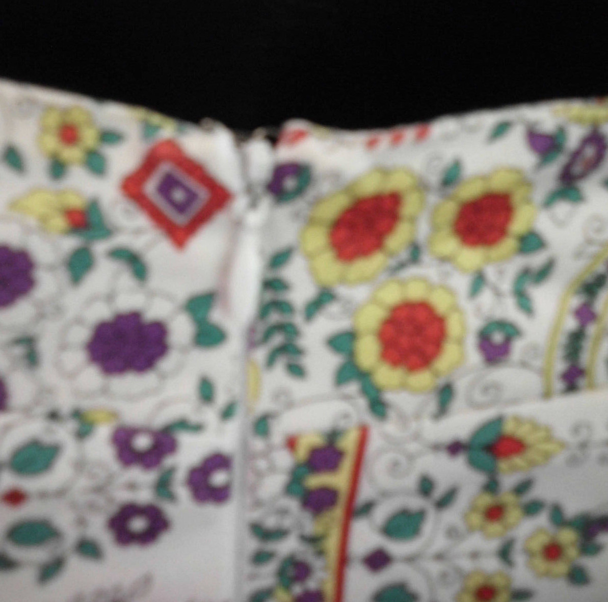 Vintage Notice Strapless Blouse Size 2 Cotton Blend Multi Floral & Geomet Lined