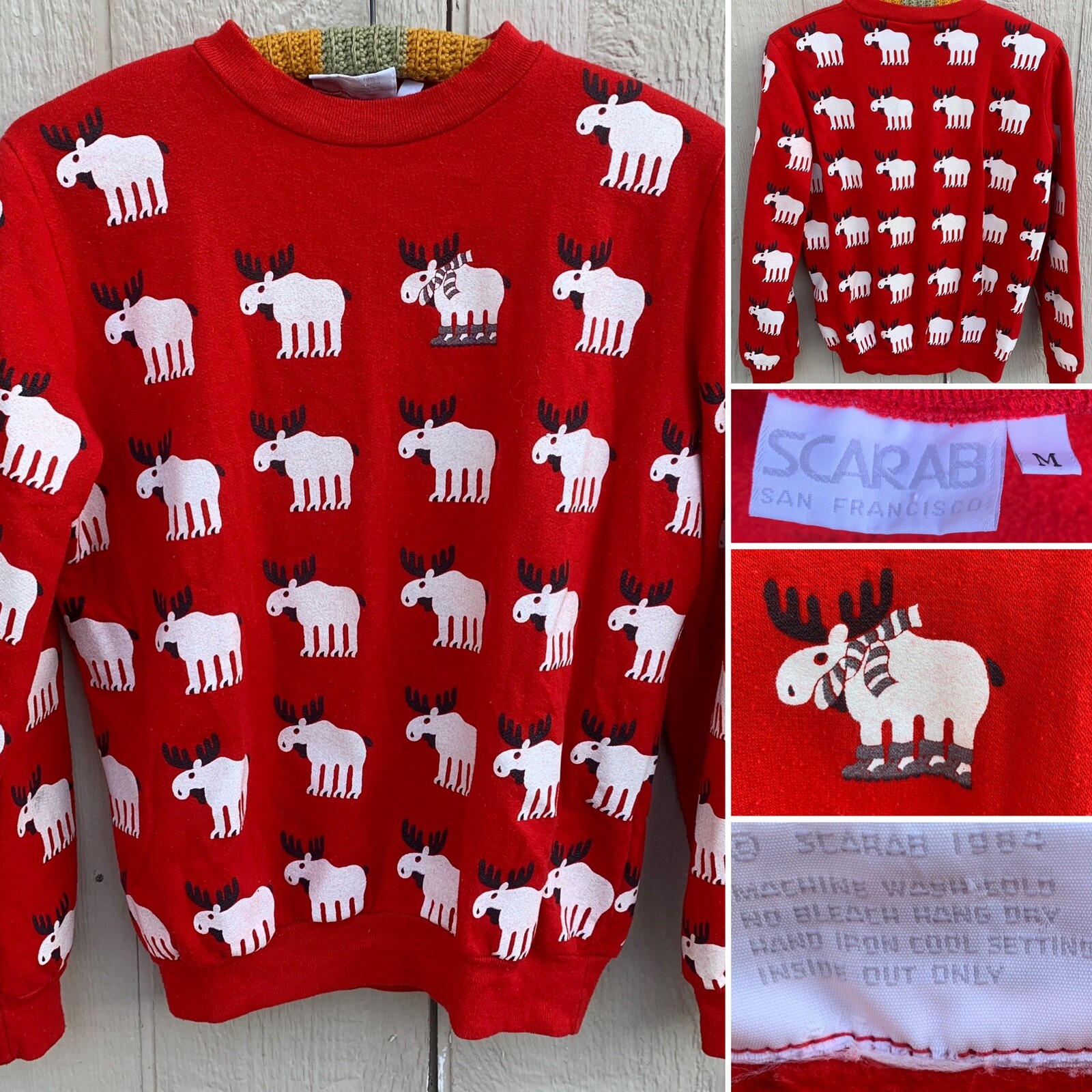Vintage Scarab San Francisco Moose Sweatshirt All Over Print M c 1984 80s 1980s