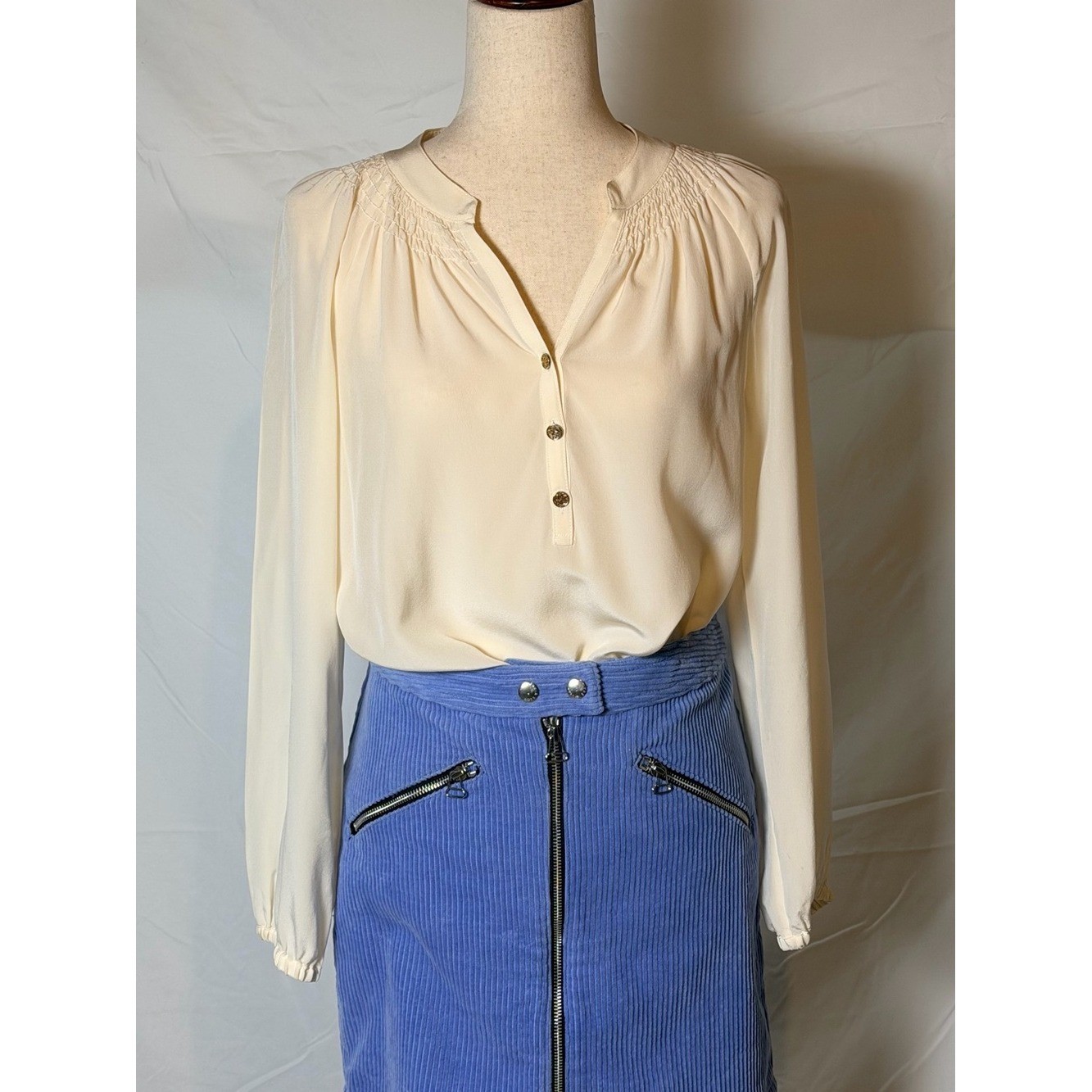 Rag and Bone Corduroy Zip-Front Mini Skirt in periwinkle blue edgy cool girl Sz4