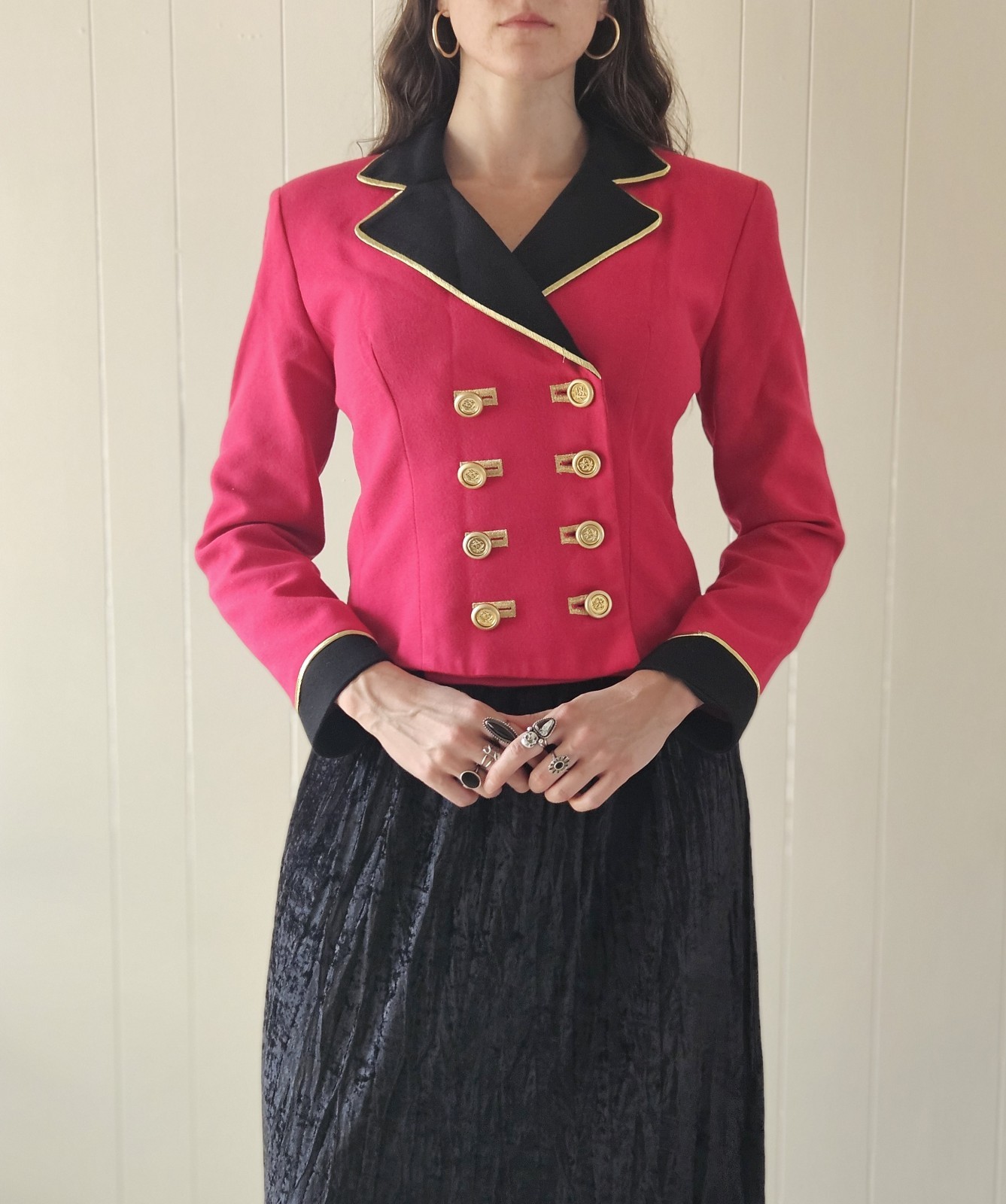 Vintage 1990s Pink Wool Crepe Double Breasted Blazer