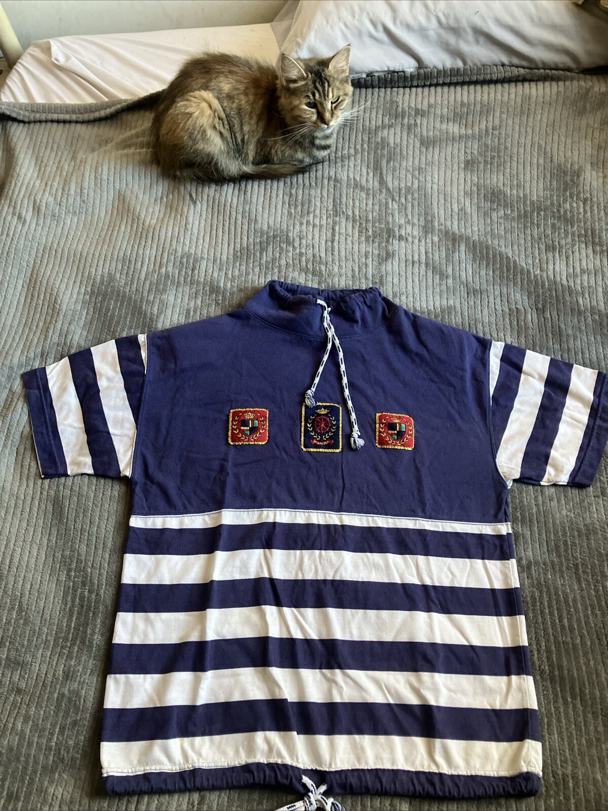 Vintage B.I. Gear Sportswear Nautical Shirt 80s 90s Women’s Small Drawstring