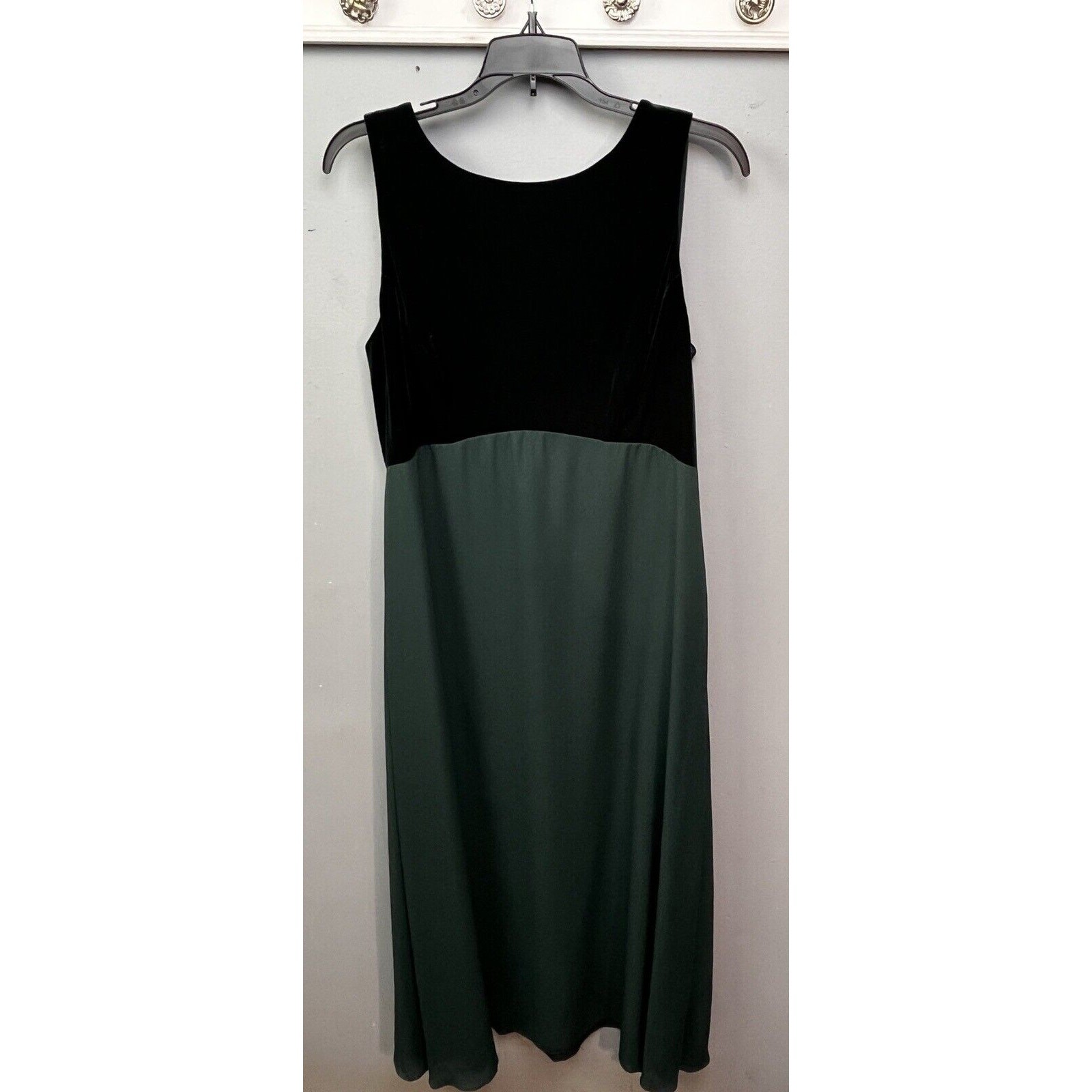 Vintage 90s Rhapsody Velvet Dress Womens 14 Green Formal Long Maxi Drapey Witchy