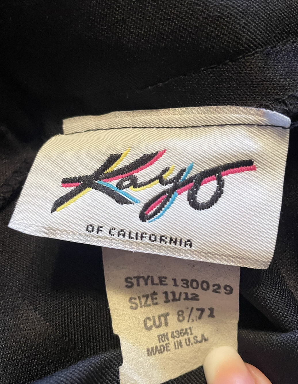 VINTAGE 80’s SKIRT BLACK Kayo of California Tuxedo Straight MIDI Slit Back Belt