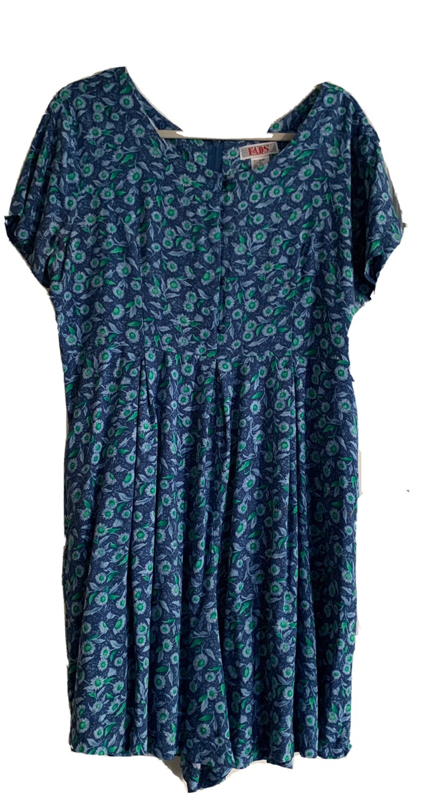 Vintage FADS Jumper Shorts Size 16 One Piece Blue Floral Pattern Pockets Zipper