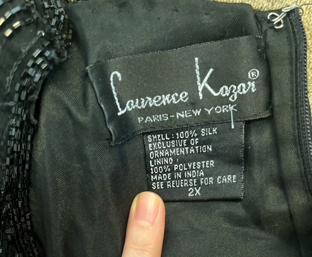 Lawrence Kozar Vintage 80s Women’s Black 100% Silk Long Blouse