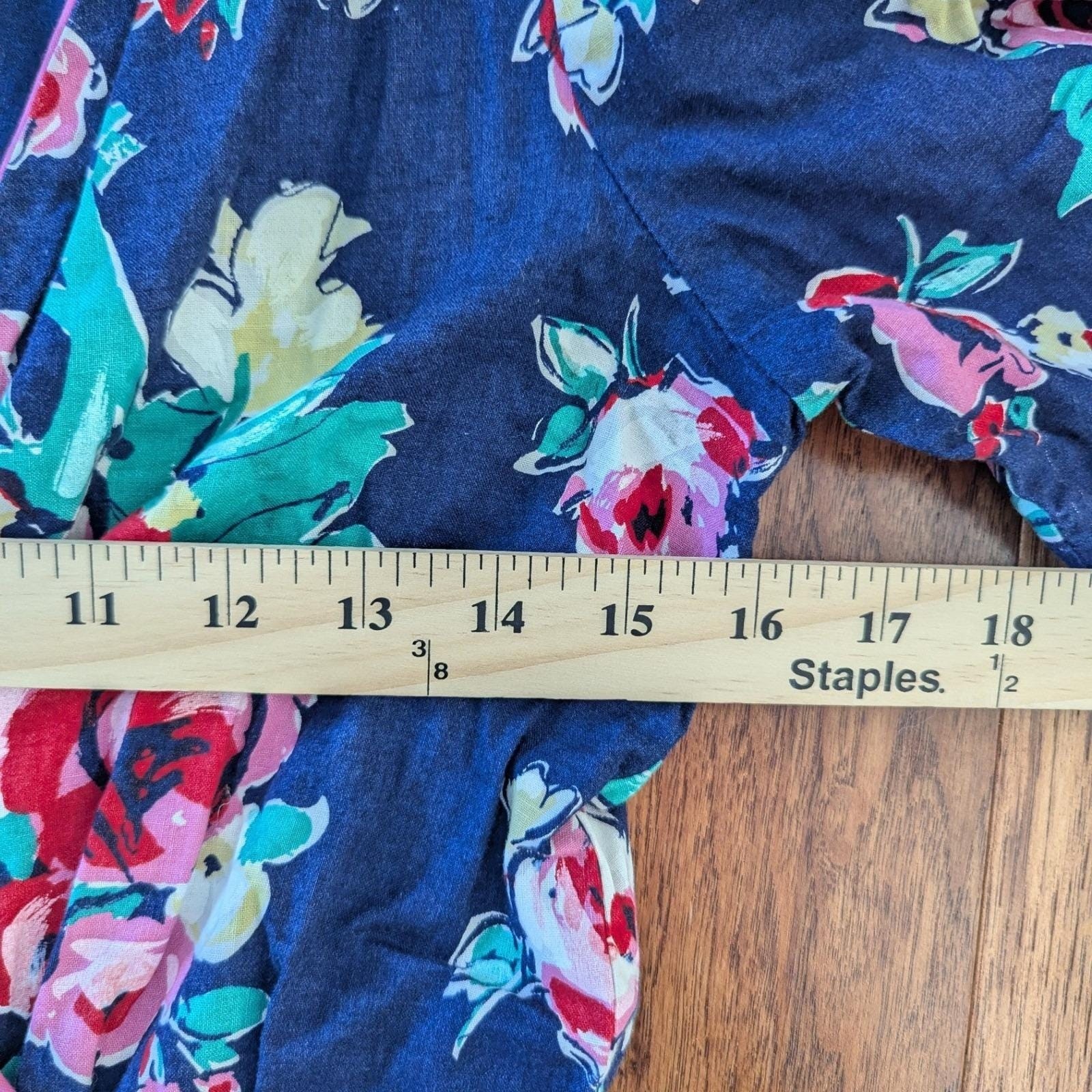 Vtg 80s Midi Dress Navy Pink Floral Drop Waist Piped Trim Short Sleeve Sz 10