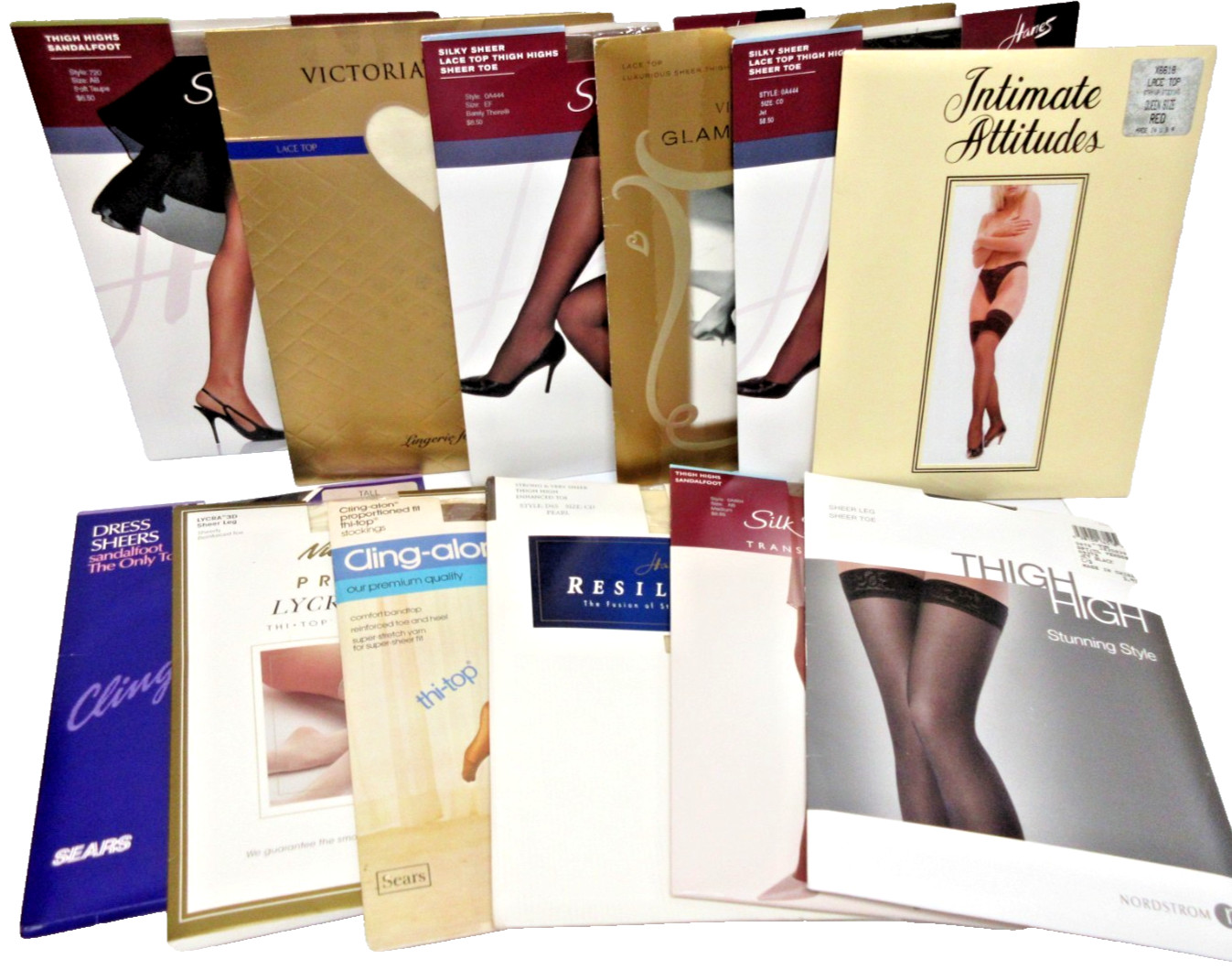 STOCKINGS Lot 13 Pairs Assorted Sizes Victorias Secret Hanes Sears Vtg-Modern