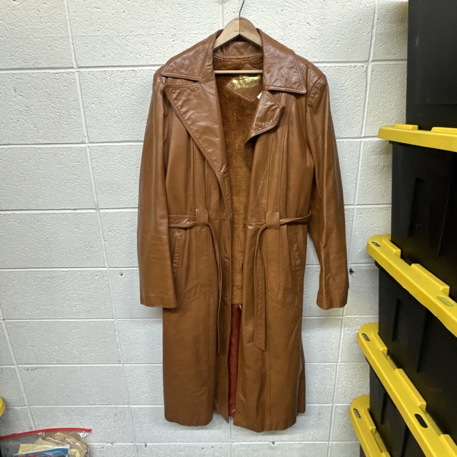 Vintage 70s The Tannery Women’s Leather Trench Coat Brown, Not Sure On Size.nice