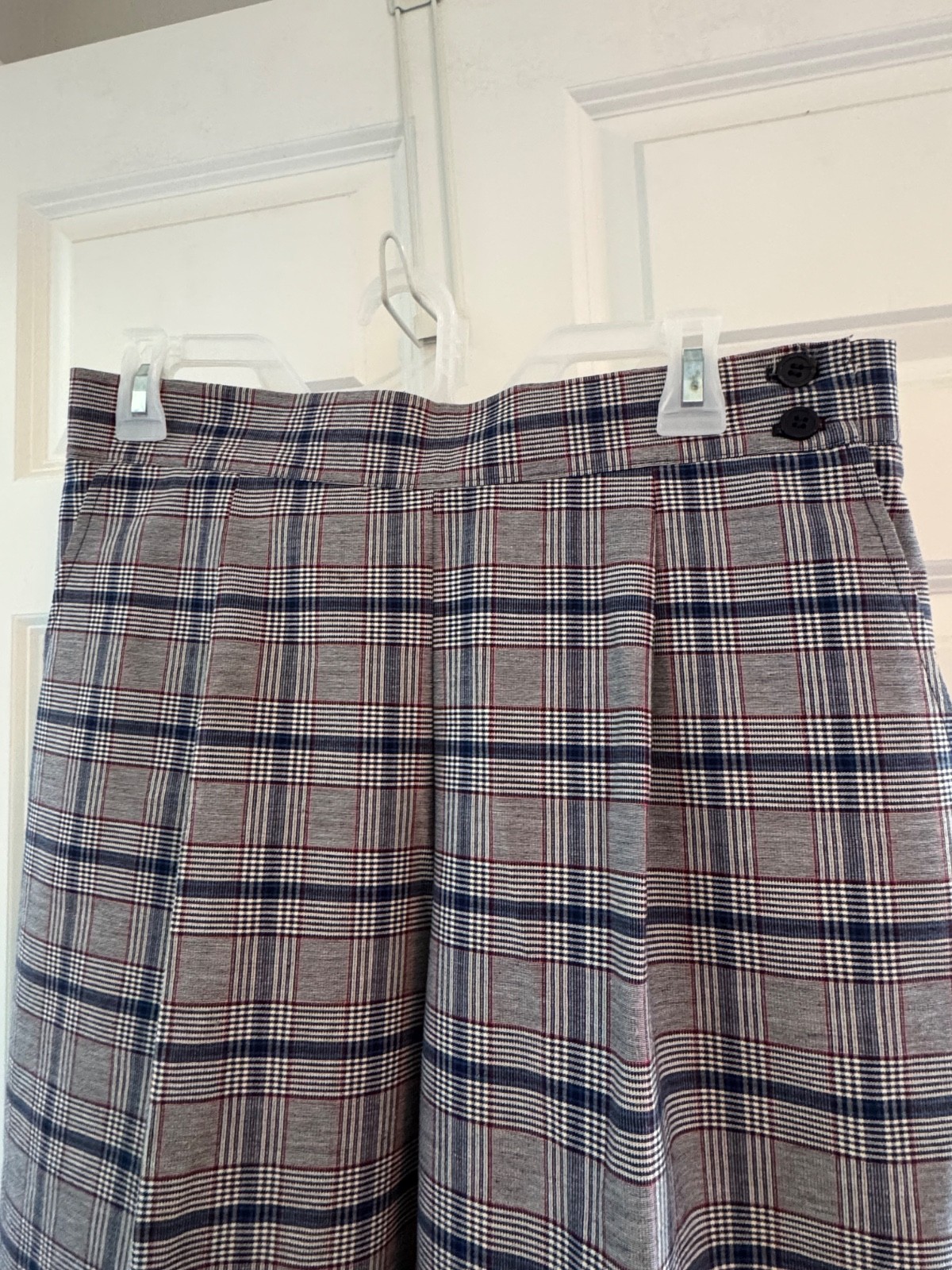 Vintage High-Waist COUNTERPARTS Blue/Gray Red Plaid Stirrup Pants 16W Pockets
