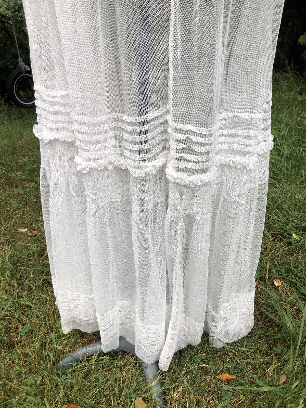 Vintage Edwardian Ethereal 1900’s Sheer Net Embroidery Bodice Skirt B 34” W 28”