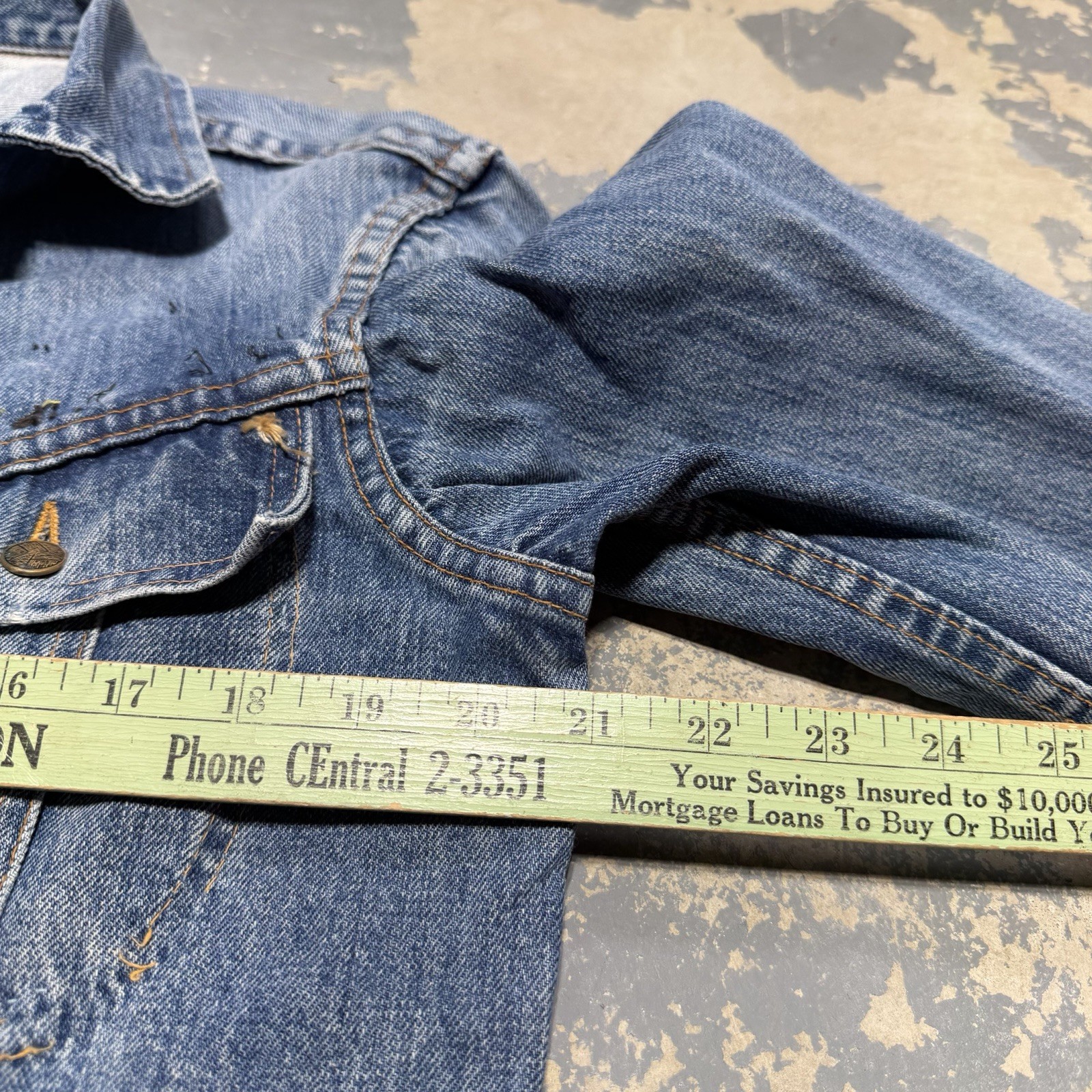Vintage Eagle 60s 70s Skull Weed Leaf Worn In Distressed Vtg Denim Jacket Type 2