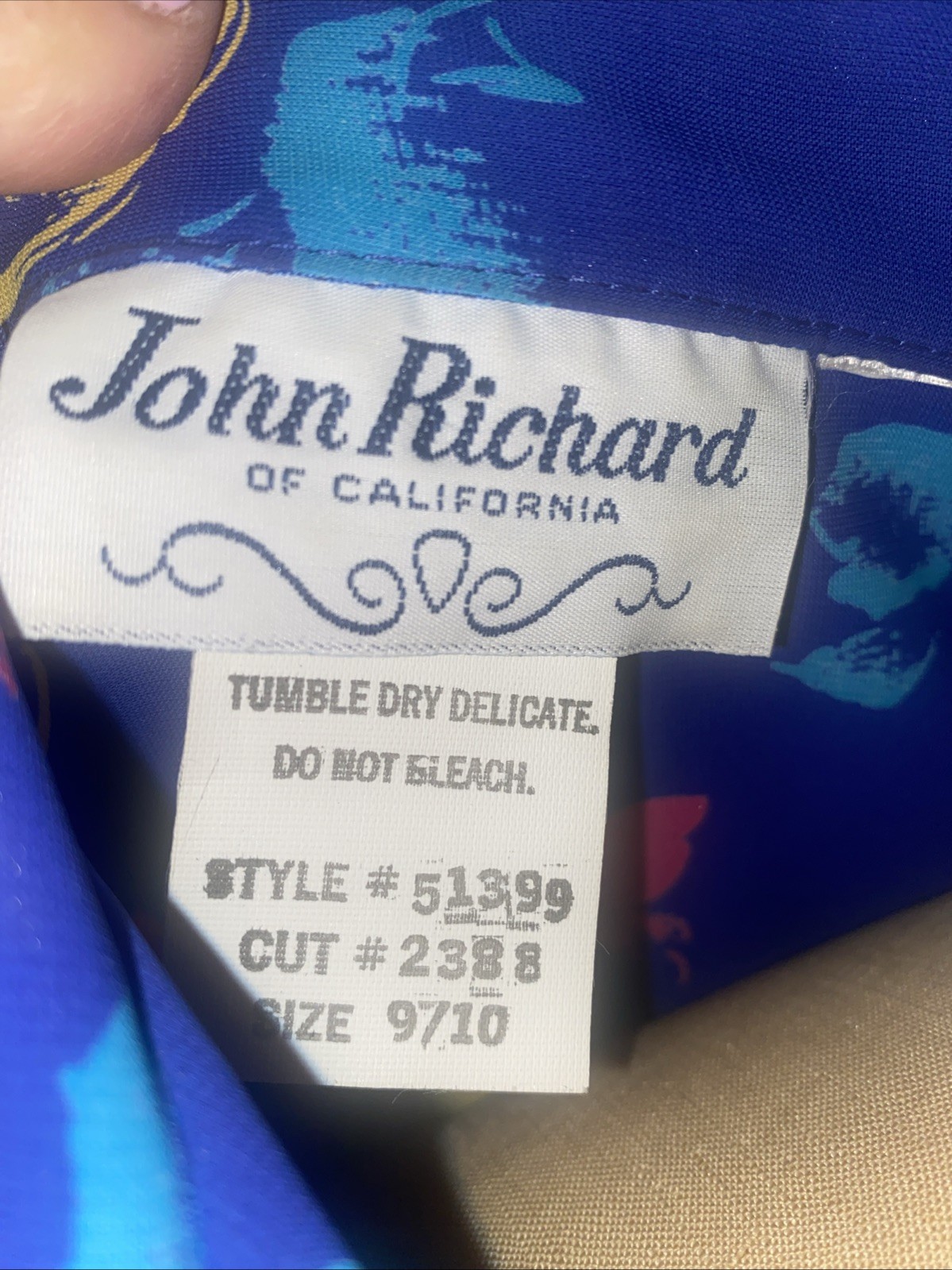 Vintage 80s JOHN RICHARD Dress Set Skirt Blouse Blue Floral Juniors 9/10 Medium