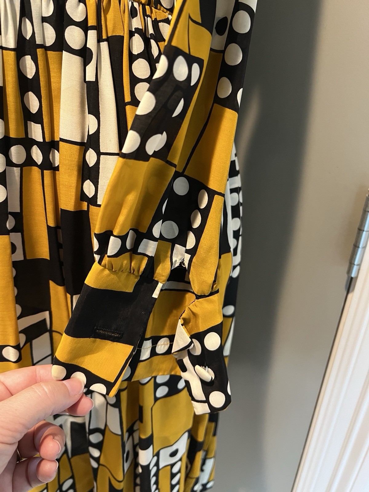 VTG 60’s Eve Le Coq Domino Print Rayon Fit & Flare Rayon Day Dress SM
