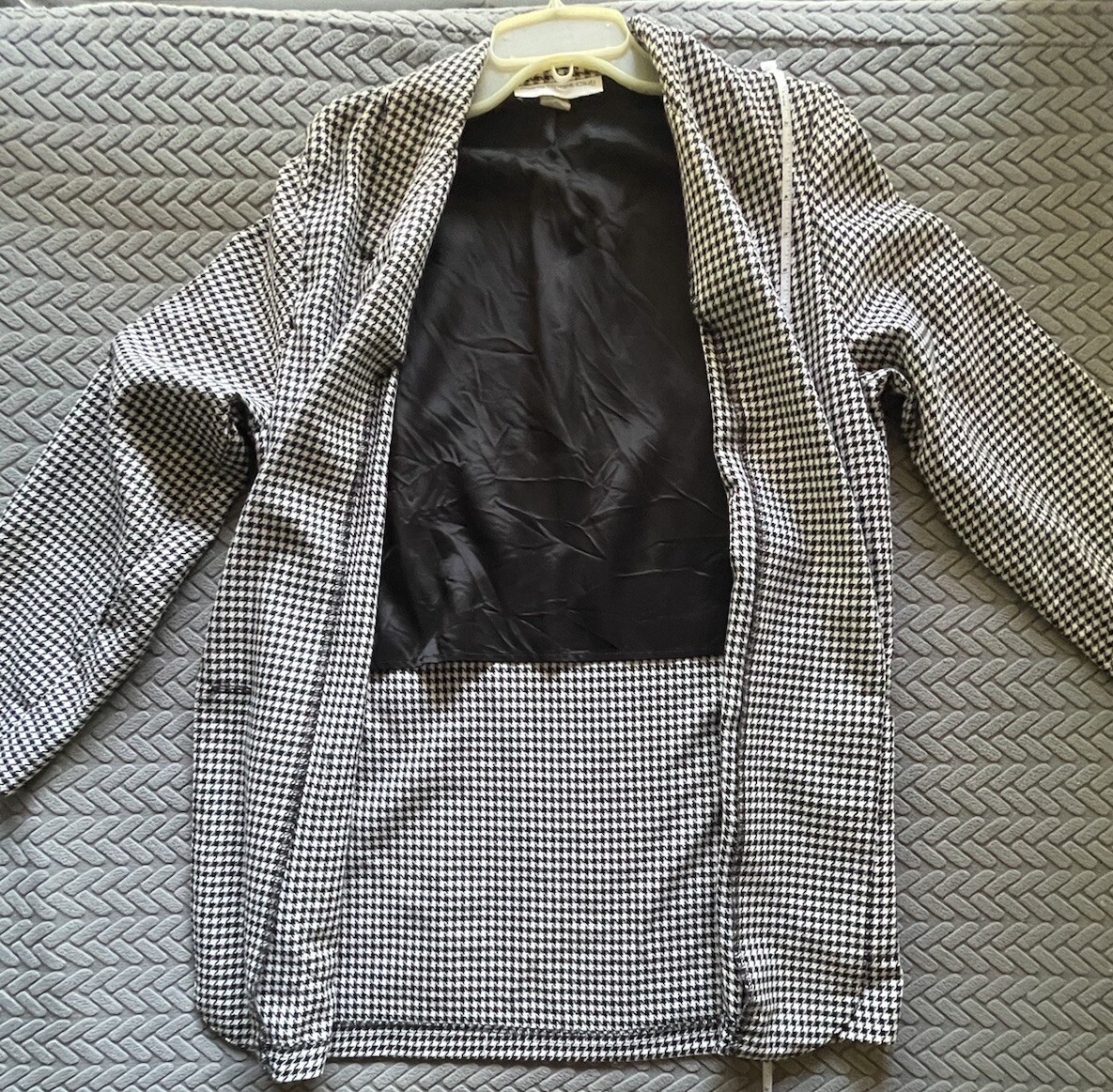 Women’s Paris Sport Club Vintage Houndstooth Black & White Blazer Sz Med USA