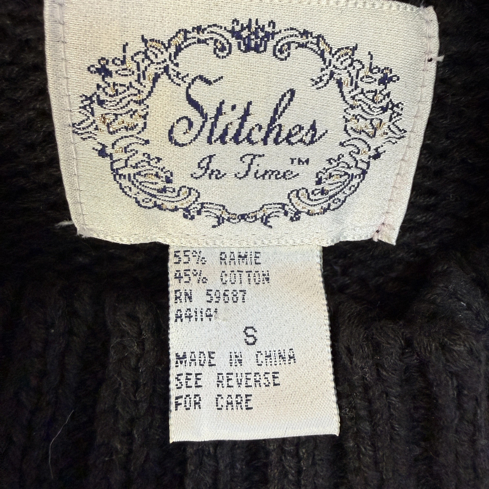 Stitches In Time Black Chunky Knit Embroidered Fall Harvest Sweater Women’s S