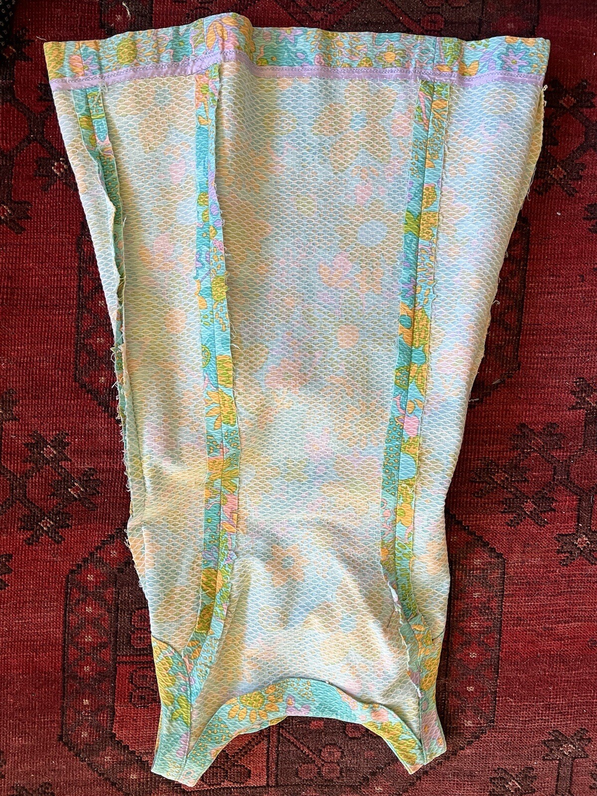 VTG 1960’s Green Pink Orange Damask Floral Shabby Chic Sun Mini Dress S M GREAT