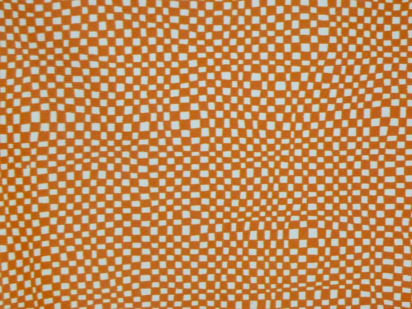 Vtg 70s GROOVY Op Art Poly Button Front Shirt Top Orange White Check Sz 38